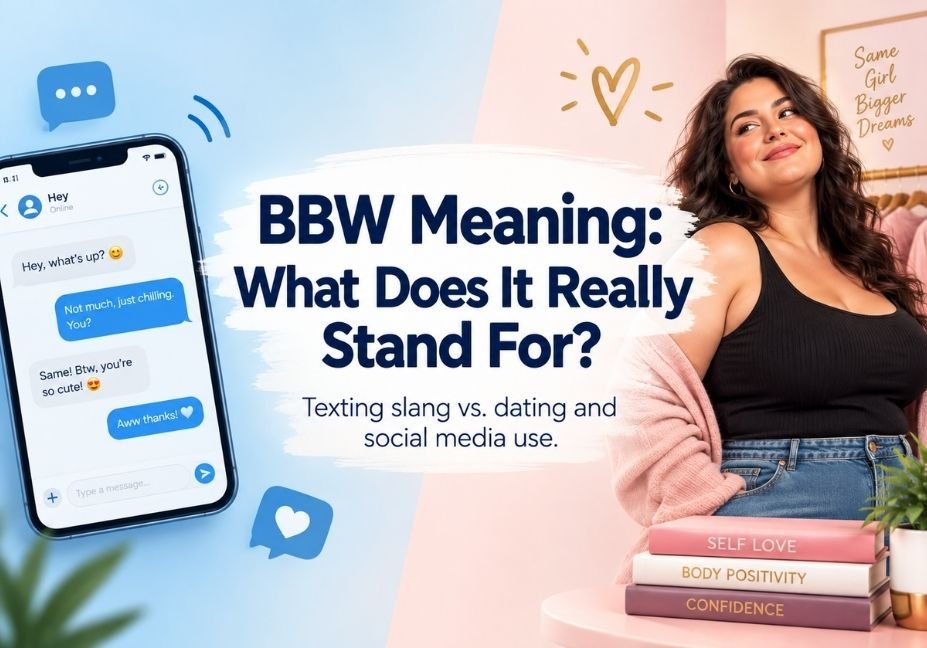 BBW meaning explained, featured image comparing texting slang and dating social media use