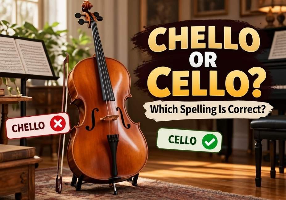 Chello or cello spelling comparison showing the correct spelling of cello
