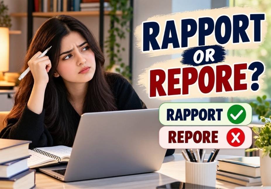 Rapport or repore spelling comparison showing rapport as the correct spelling