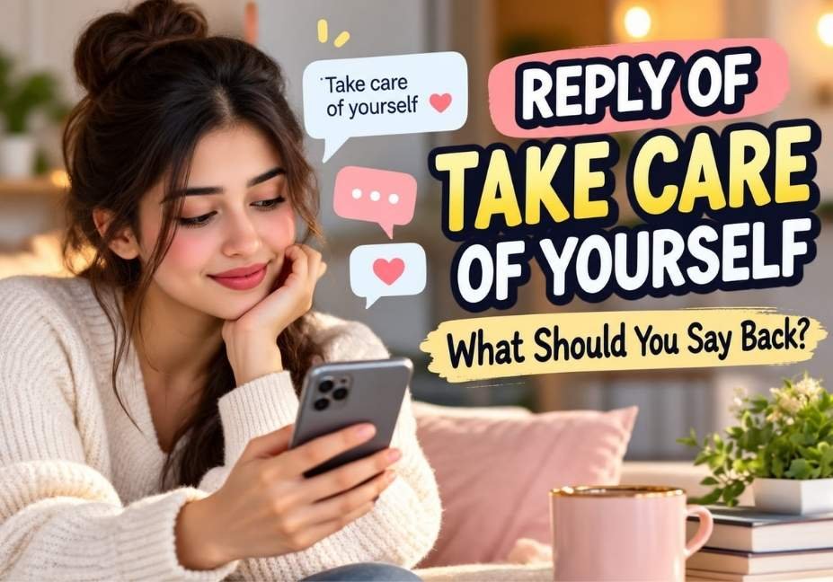 Reply to Take Care of Yourself: What Should You Say Back? texting guide with smartphone and chat bubbles