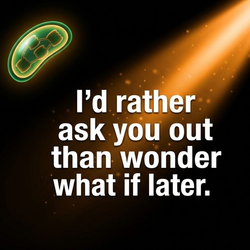Bold skeleton pickup lines quote on a dramatic dark background with a glowing light beam