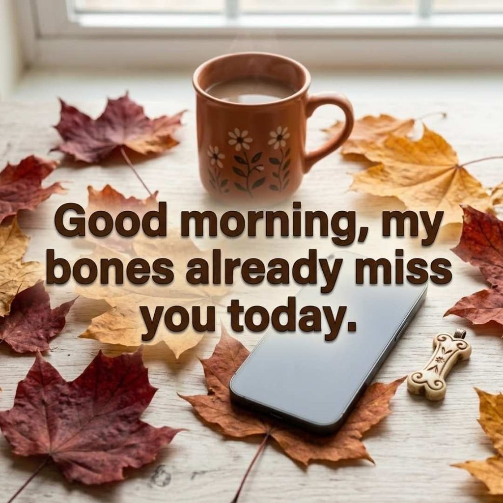 Cute skeleton pickup lines for texting shown with a cozy autumn flat lay background