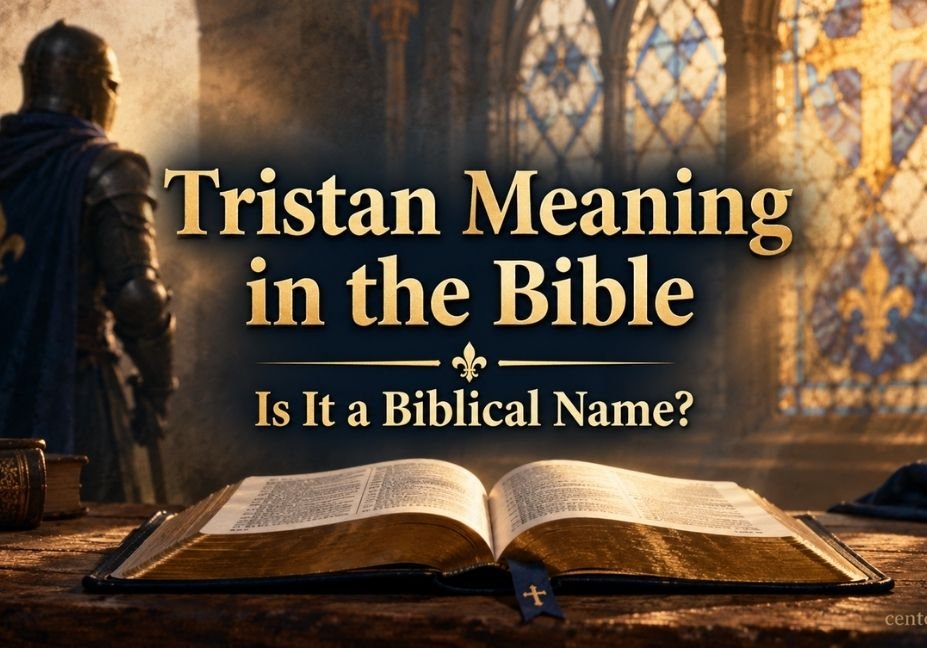 Tristan meaning in the Bible featured image with a knight silhouette and an open Bible