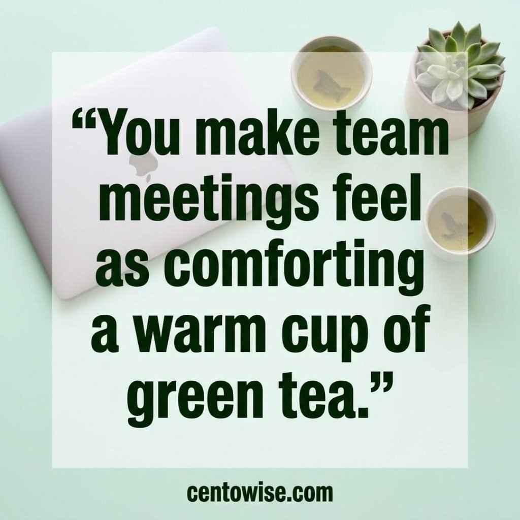 Clean and safe-for-work Asian flirty lines image with a bold green tea line on a bright office desk background
