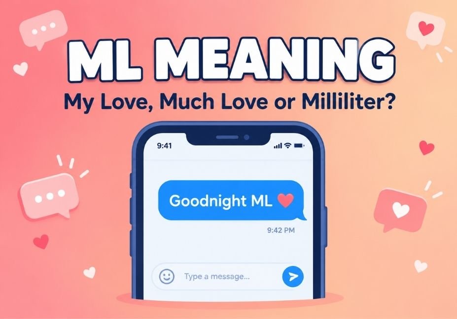 ML meaning in text shown on a phone chat with "Goodnight ML" and the words My Love, Much Love or Milliliter