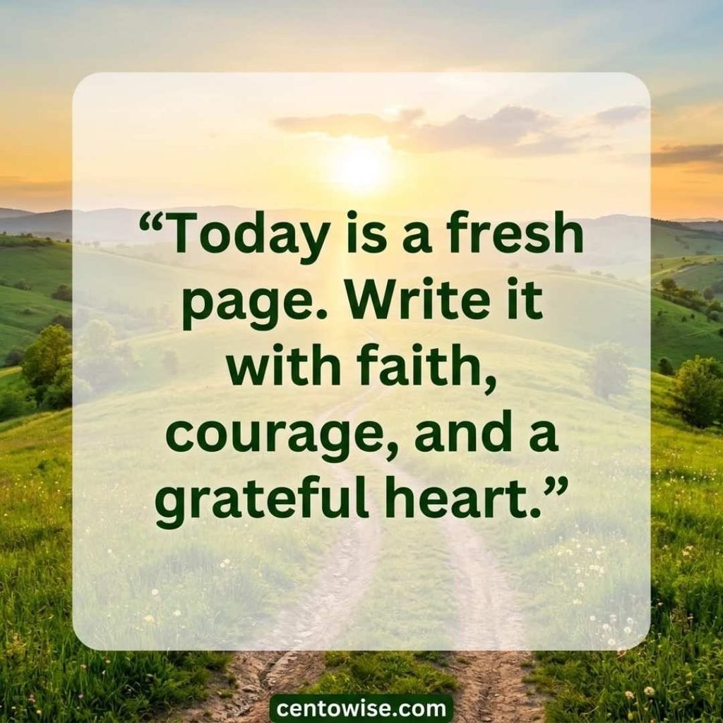 Inspirational Sunday blessing image with a sunrise path and a message of faith and courage