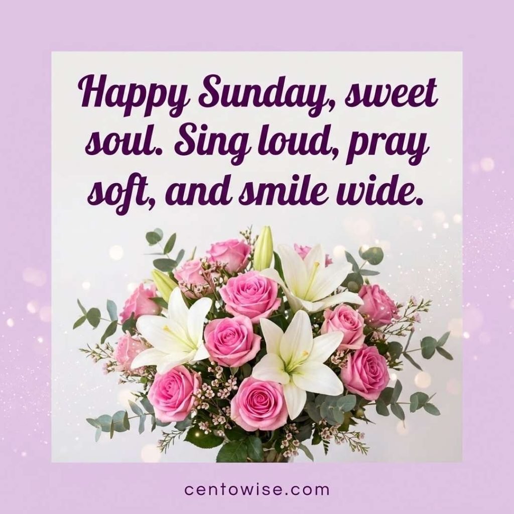 Happy Sunday Black woman blessing image with flowers and a joyful message