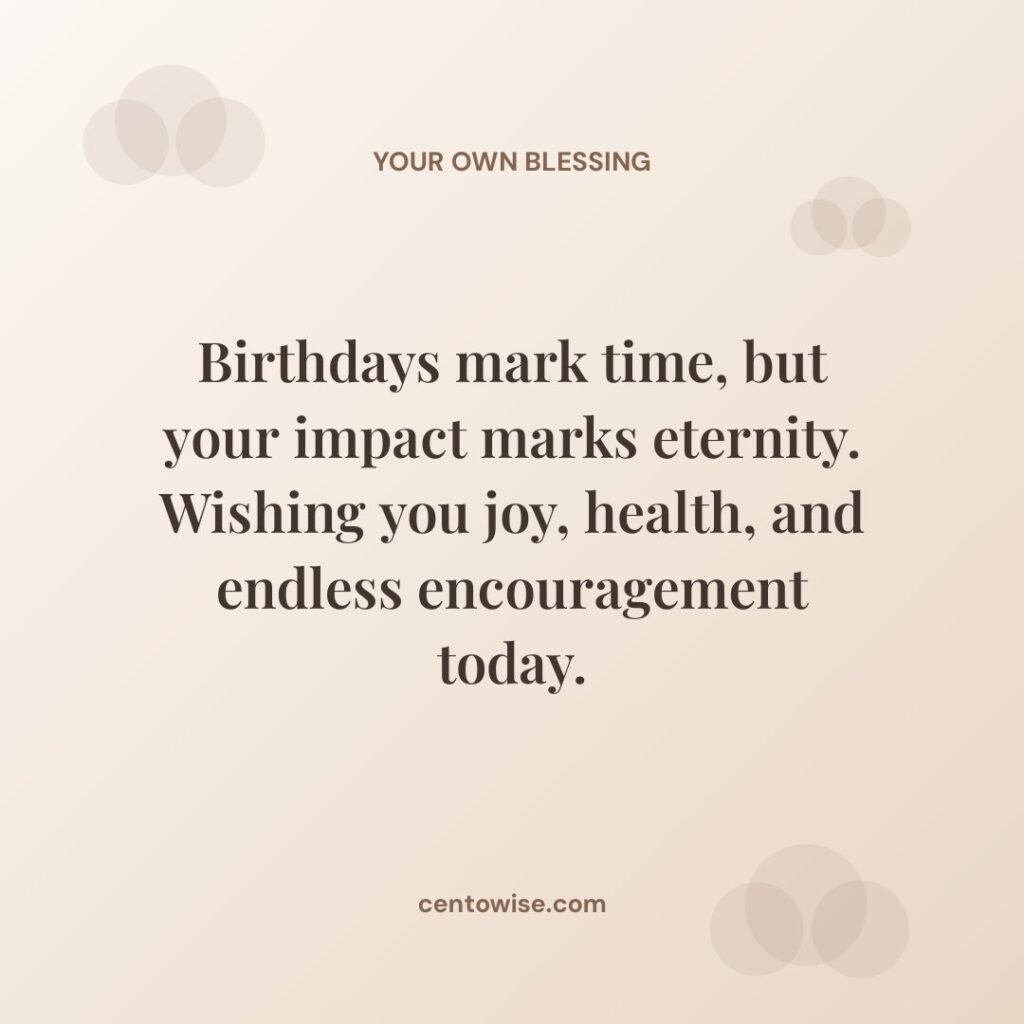 Inspirational birthday message for a pastor about lasting impact on a warm beige background