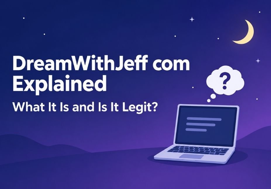 DreamWithJeff com explained featured image with a night sky, laptop and the text “What It Is and Is It Legit?”