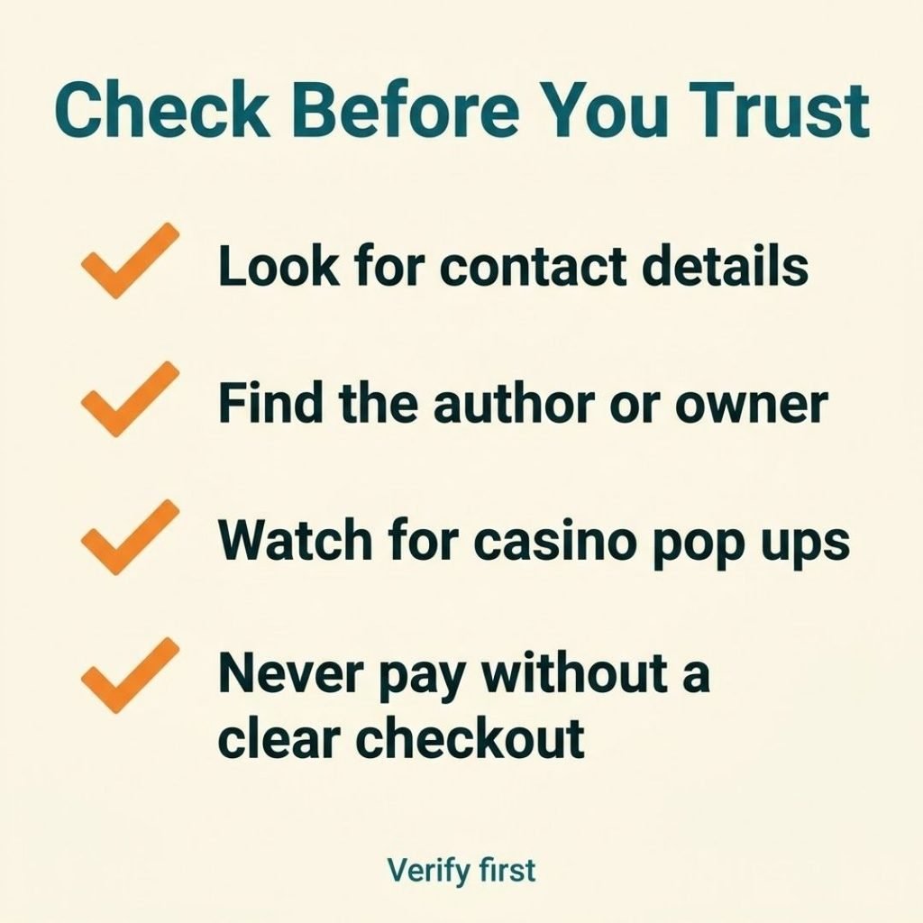 Checklist infographic with four tips to verify Dreamwithjeff.com before sharing payment or login details.