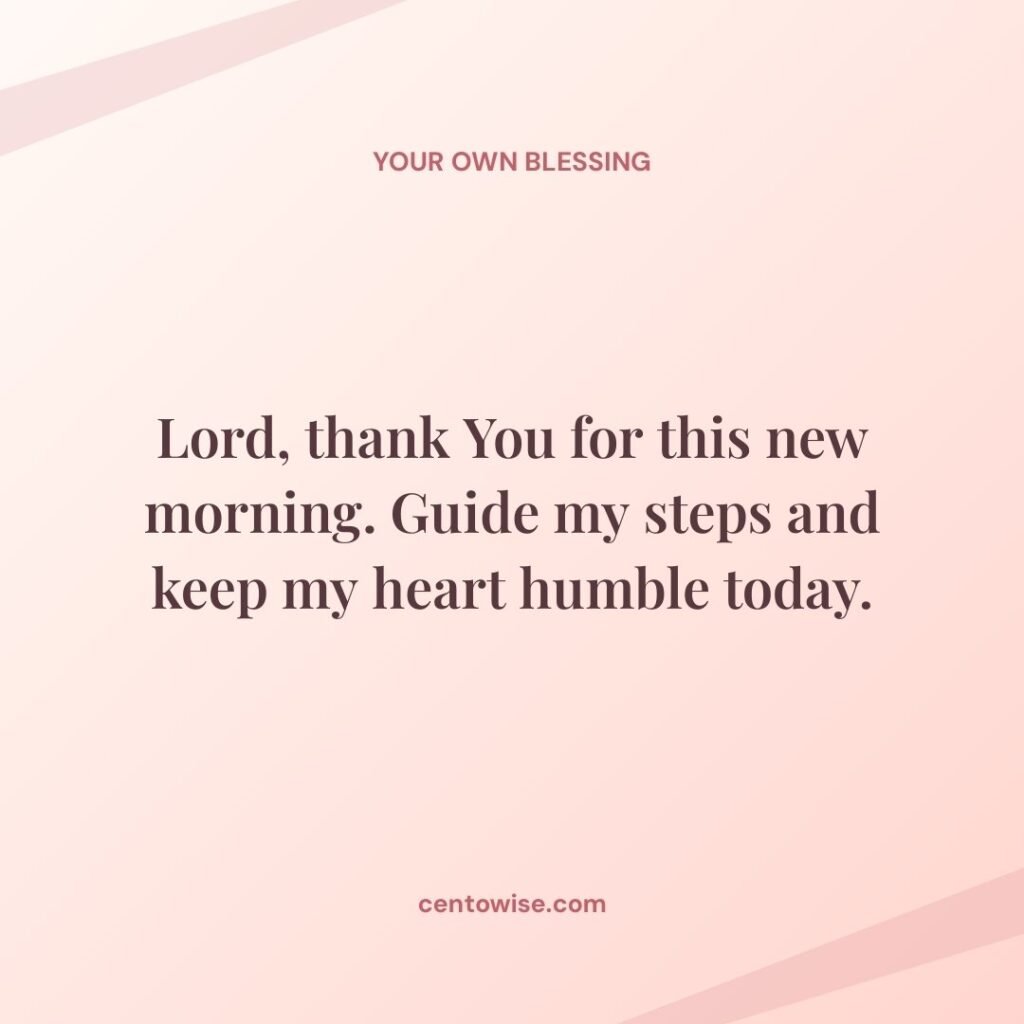 Good morning prayer image on a soft pink background: Lord, thank You for this new morning and guide my steps.