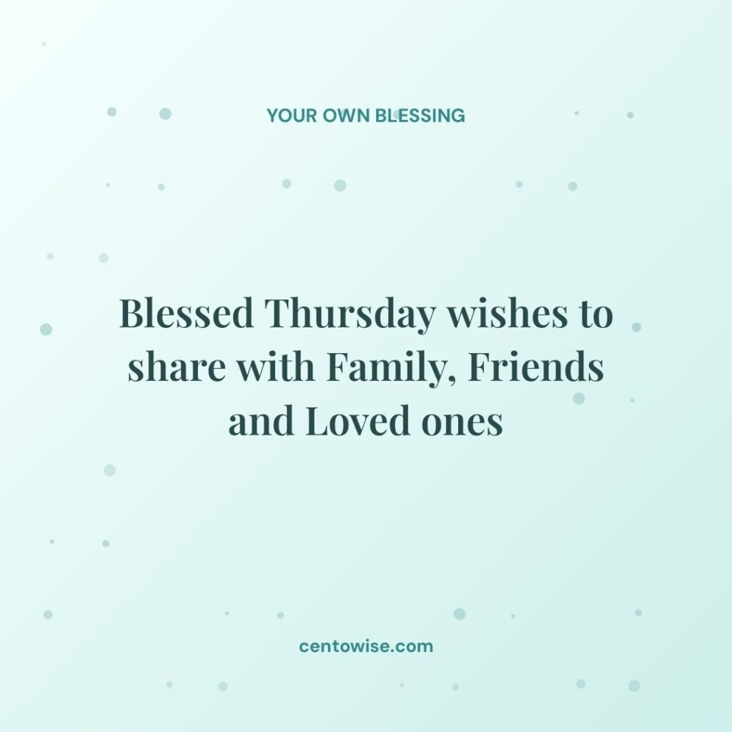 Blessed Thursday wishes to share with family, friends and loved ones, text card on a mint green dotted background