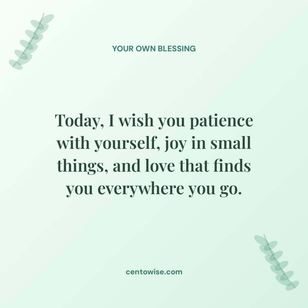 Happy Tuesday blessings quote wishing patience, joy in small things, and love on a soft green leaf background