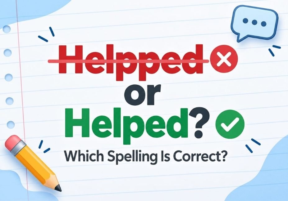 Helpped or helped spelling comparison showing helped as the correct spelling and helpped as the wrong one