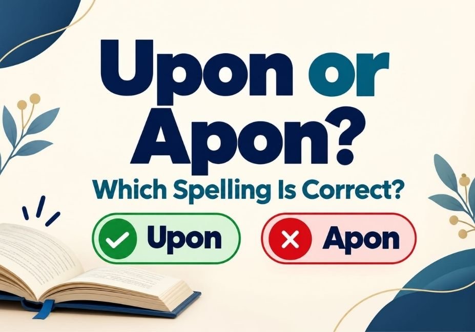 Featured image showing the question upon or apon with a green check beside upon and a red X beside apon