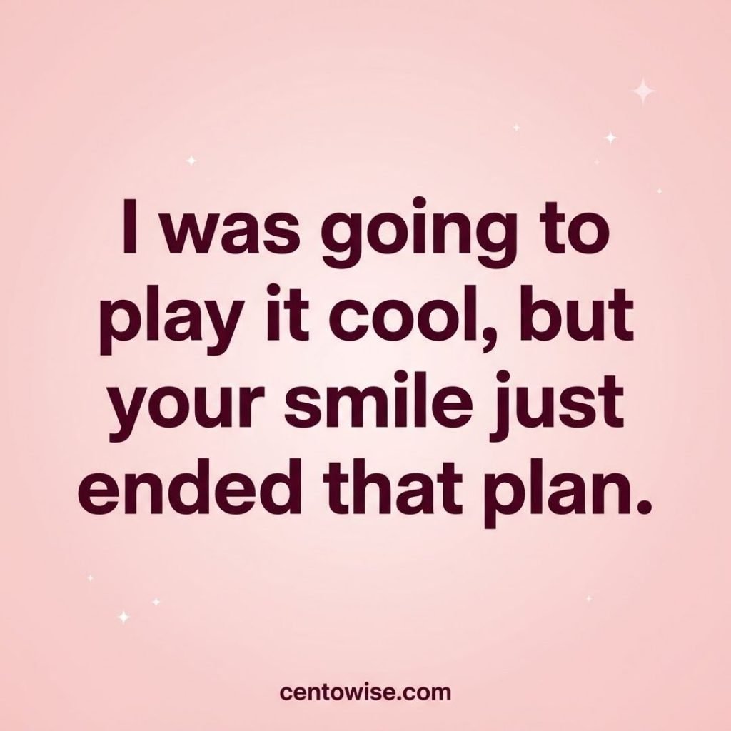 W rizz pick up lines graphic with a smooth line about playing it cool, in bold burgundy text on a blush pink background