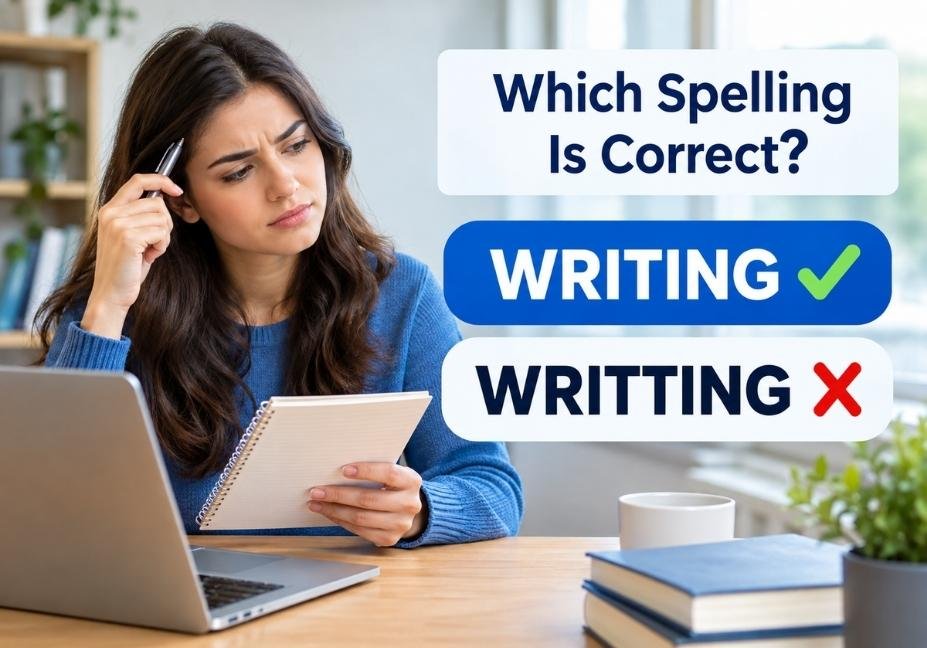 Writing or Writting spelling comparison showing the correct spelling Writing
